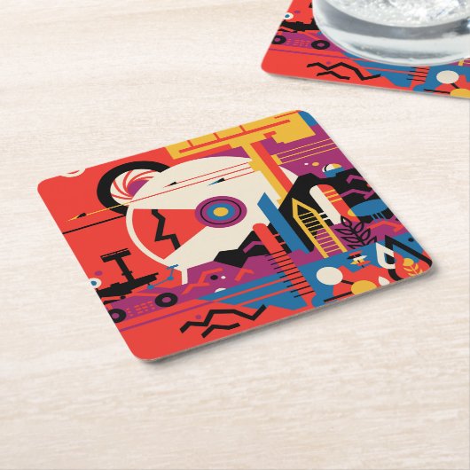 レトロ宇宙ポスター – 火星探索プログラム。 スクエアペーパーコースター (アングル)