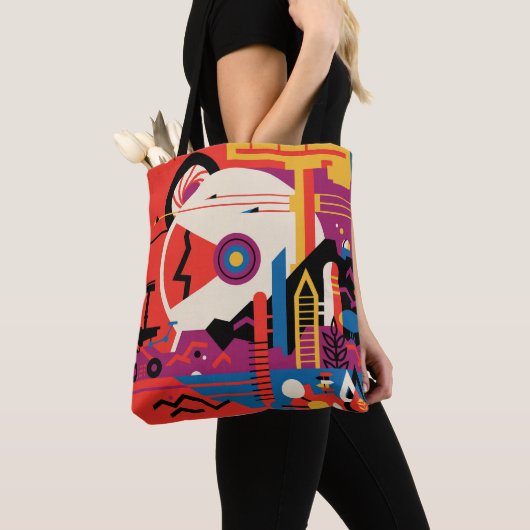 レトロ宇宙ポスター – 火星探索プログラム。 トートバッグ (クローズアップ)