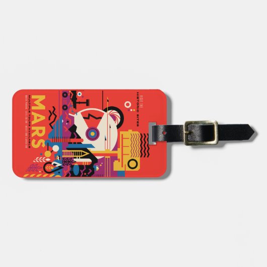レトロ宇宙ポスター – 火星探索プログラム。 ラゲッジタグ (正面横)