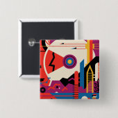 レトロ宇宙ポスター – 火星探索プログラム。 缶バッジ (正面&裏面)