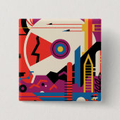 レトロ宇宙ポスター – 火星探索プログラム。 缶バッジ (正面)