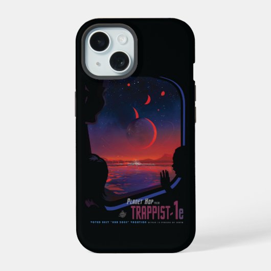 レトロ宇宙ポスター - 視聴者はトラピスト1eを観察する。 iPhone 15ケース (裏面)