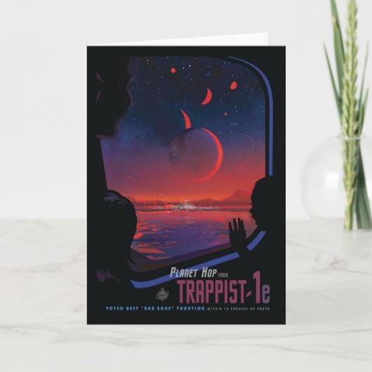 レトロ宇宙ポスター – 視聴者Observe Trappist-1e. カード (正面)
