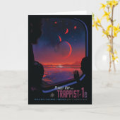 レトロ宇宙ポスター – 視聴者Observe Trappist-1e. カード (黄色い花)