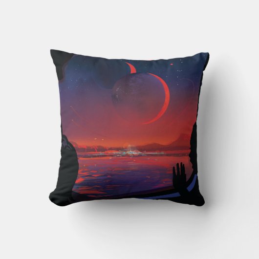 レトロ宇宙ポスター – 視聴者Observe Trappist-1e. クッション (正面)