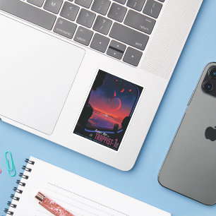 レトロ宇宙ポスター – 視聴者Observe Trappist-1e. シール