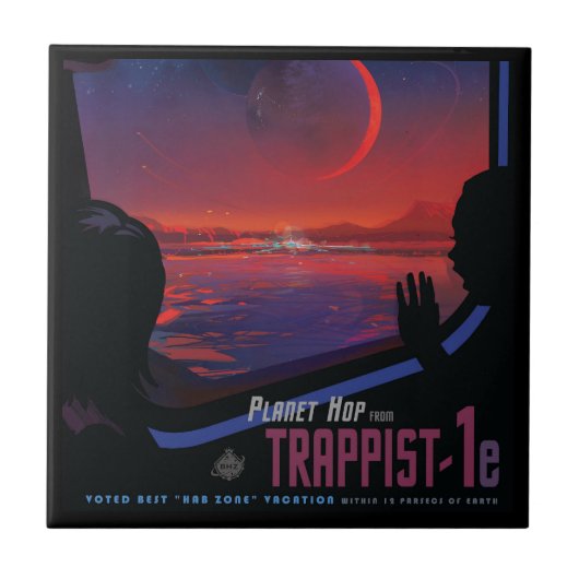 レトロ宇宙ポスター – 視聴者Observe Trappist-1e. タイル (正面)