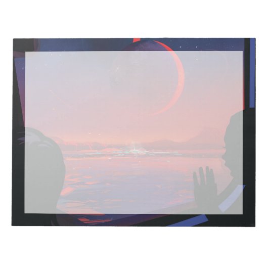 レトロ宇宙ポスター – 視聴者Observe Trappist-1e. ノートパッド (正面)