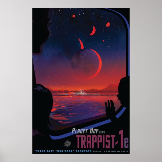 レトロ宇宙ポスター – 視聴者Observe Trappist-1e. ポスター (正面)