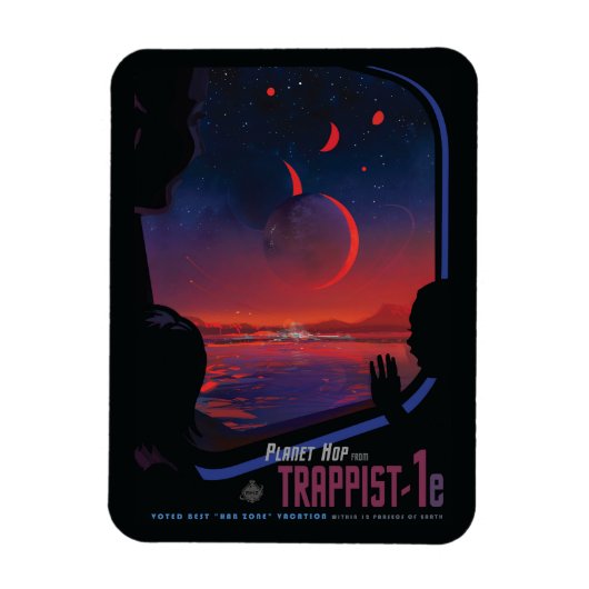 レトロ宇宙ポスター – 視聴者Observe Trappist-1e. マグネット (縦)