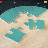 レトロ宇宙ロケットイラストレーション ジグソーパズル (側面)