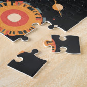 レトロ宇宙ロケットイラストレーション ジグソーパズル (側面)