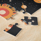 レトロ宇宙ロケットイラストレーション ジグソーパズル (側面)