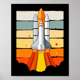 レトロ宇宙ロケットヴィンテージ宇宙探査機 ポスター