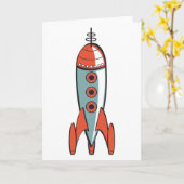 レトロ宇宙ロケット カード (黄色い花)