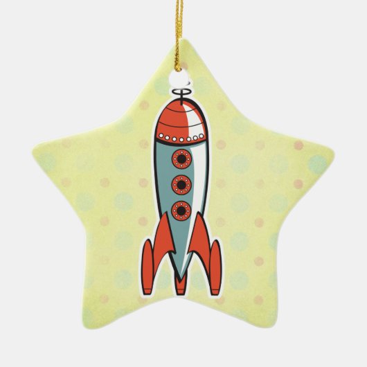 レトロ宇宙ロケット セラミックオーナメント (正面)