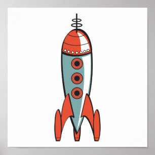 レトロ宇宙ロケット ポスター
