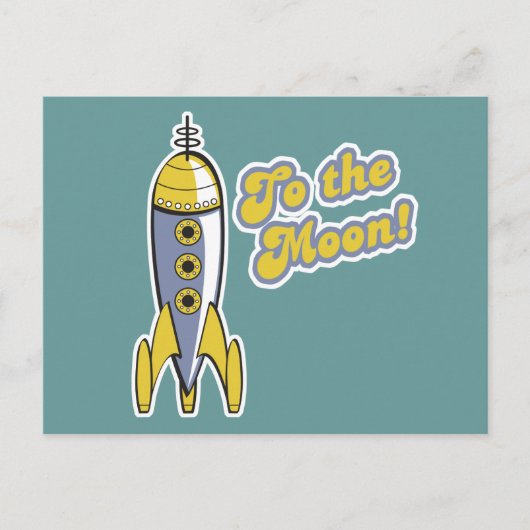 レトロ宇宙ロケット ポストカード (正面)
