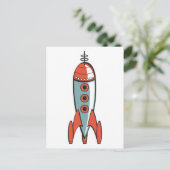 レトロ宇宙ロケット ポストカード (スタンド正面)