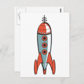 レトロ宇宙ロケット ポストカード (正面/裏面)