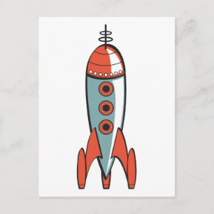レトロ宇宙ロケット ポストカード