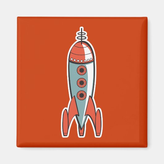 レトロ宇宙ロケット マグネット (正面)