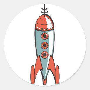 レトロ宇宙ロケット ラウンドシール