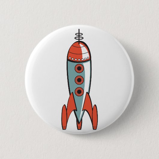 レトロ宇宙ロケット 缶バッジ (正面)