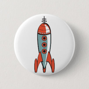 レトロ宇宙ロケット 缶バッジ