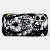レトロ宇宙宇宙飛行士Linocut Case-Mate iPhoneケース (裏面 (横))