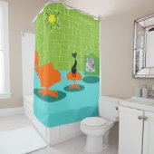 レトロ宇宙年齢子猫シャワーカーテン シャワーカーテン (インサイチュ)