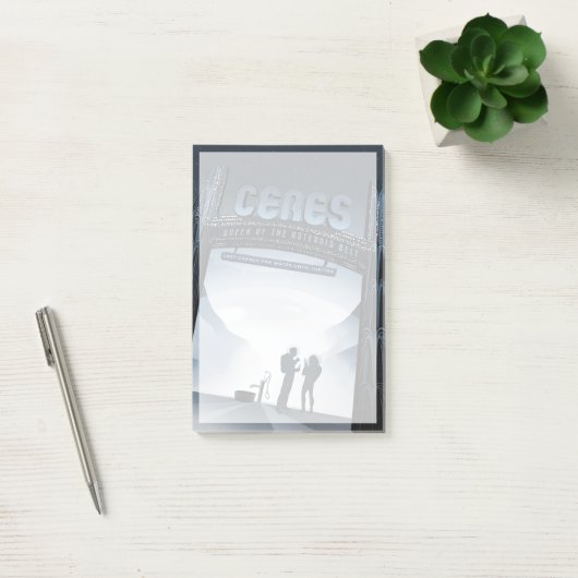 レトロ宇宙旅行ポスター – ドワーフプラネットセレス。 ポストイット (オフィス)