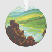 レトロ宇宙旅行ポスター – 地球科学ミッション オーナメント (裏面)