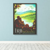 レトロ宇宙旅行ポスター – 地球科学ミッション キャンバスプリント (インサイチュ (ウッドフロア))