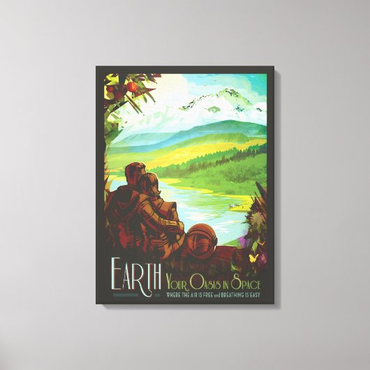 レトロ宇宙旅行ポスター – 地球科学ミッション キャンバスプリント (正面)