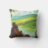 レトロ宇宙旅行ポスター – 地球科学ミッション クッション (正面)