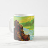 レトロ宇宙旅行ポスター – 地球科学ミッション コーヒーマグカップ (正面左)