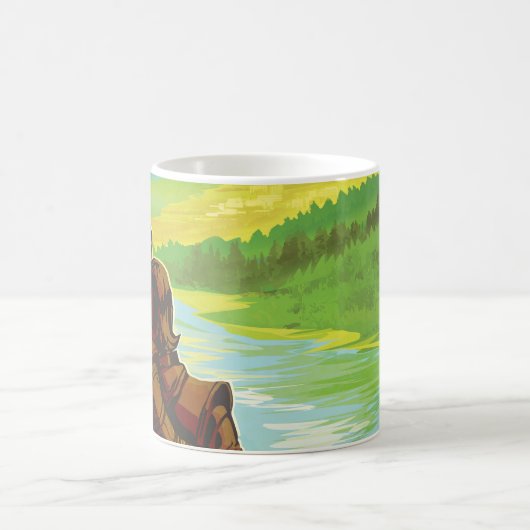 レトロ宇宙旅行ポスター – 地球科学ミッション コーヒーマグカップ (中央)