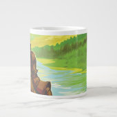 レトロ宇宙旅行ポスター – 地球科学ミッション ジャンボコーヒーマグカップ (正面)