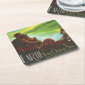 レトロ宇宙旅行ポスター – 地球科学ミッション スクエアペーパーコースター (アングル)