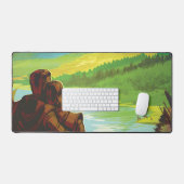 レトロ宇宙旅行ポスター – 地球科学ミッション デスクマット (キーボード&マウス)