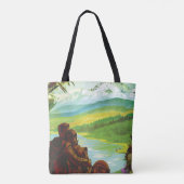 レトロ宇宙旅行ポスター – 地球科学ミッション トートバッグ (裏面)