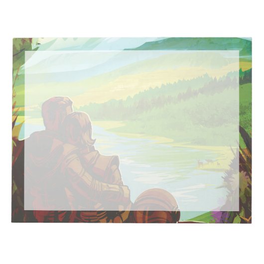 レトロ宇宙旅行ポスター – 地球科学ミッション ノートパッド (正面)