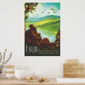 レトロ宇宙旅行ポスター – 地球科学ミッション ポスター (キッチン)