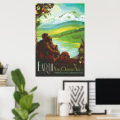 レトロ宇宙旅行ポスター – 地球科学ミッション ポスター (ホームオフィス)