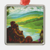 レトロ宇宙旅行ポスター – 地球科学ミッション メタルオーナメント (正面)