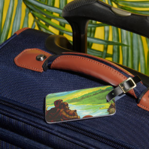 レトロ宇宙旅行ポスター – 地球科学ミッション ラゲッジタグ