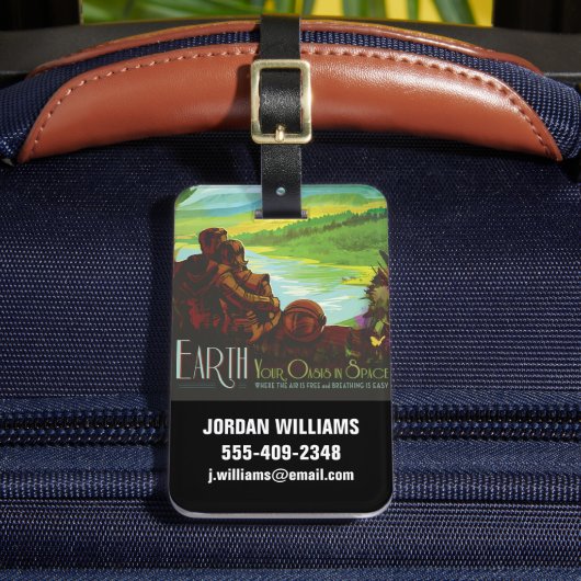 レトロ宇宙旅行ポスター – 地球科学ミッション ラゲッジタグ (正面インサイチュ2)