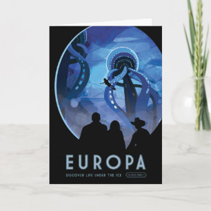 レトロ宇宙旅行ポスター – Jupiter's Moon Europa. カード