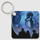 レトロ宇宙旅行ポスター – Jupiter's Moon Europa. キーホルダー (正面)